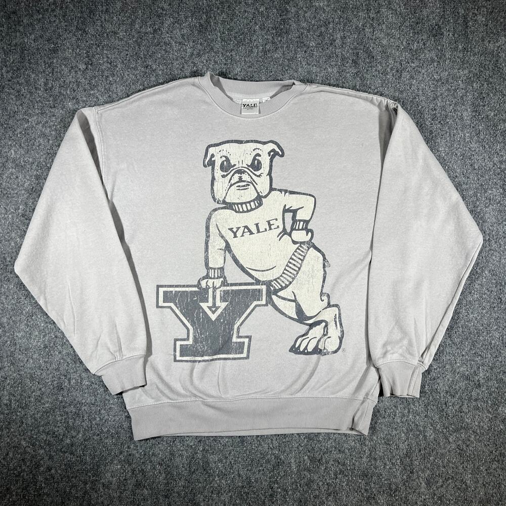 Yale Bulldogs Crewneck Sweatshirt Gray Pullover Small